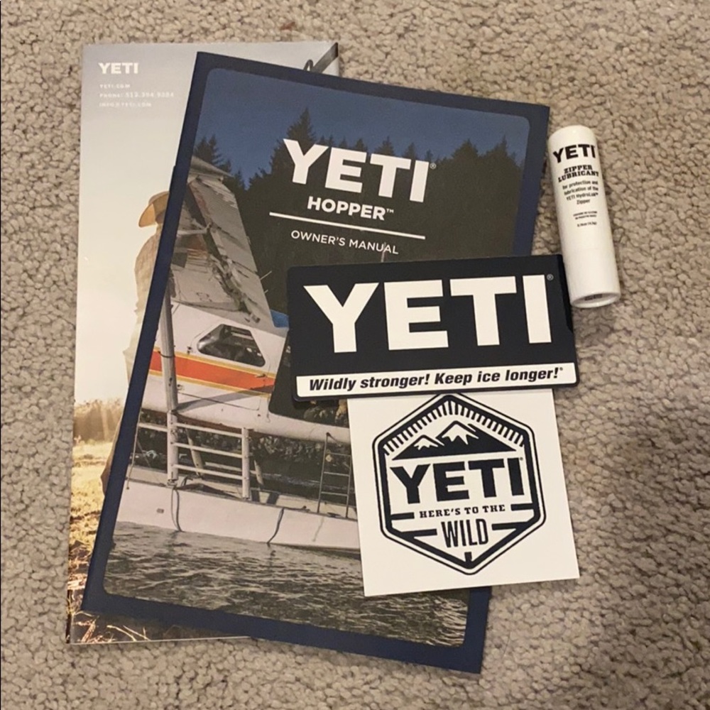 Yeti Hopper Owner Manual and Yeti Stickers